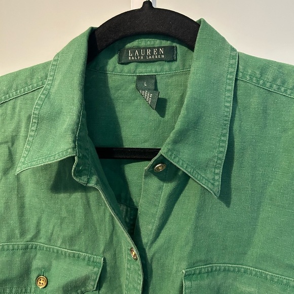 Lauren Ralph Lauren Green Button Down Shirt - Picture 2 of 3
